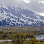 From The Previous Photo, A Large Zoom In To Create A View Of The Yellowstone River And Bridge, With The Gloomy, Stormy Slopes Of Emigrant Peak In  The Background..
  
 
File = Paradise Valley 70d final29 Resize1500x1000 ~300KB
